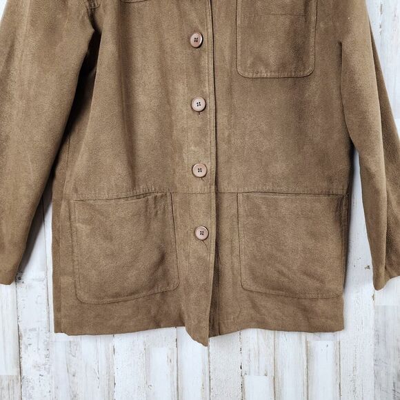 Coaco New York Lined Button Up Suede Car Coat Brown Size Small - Picture 11 of 12
